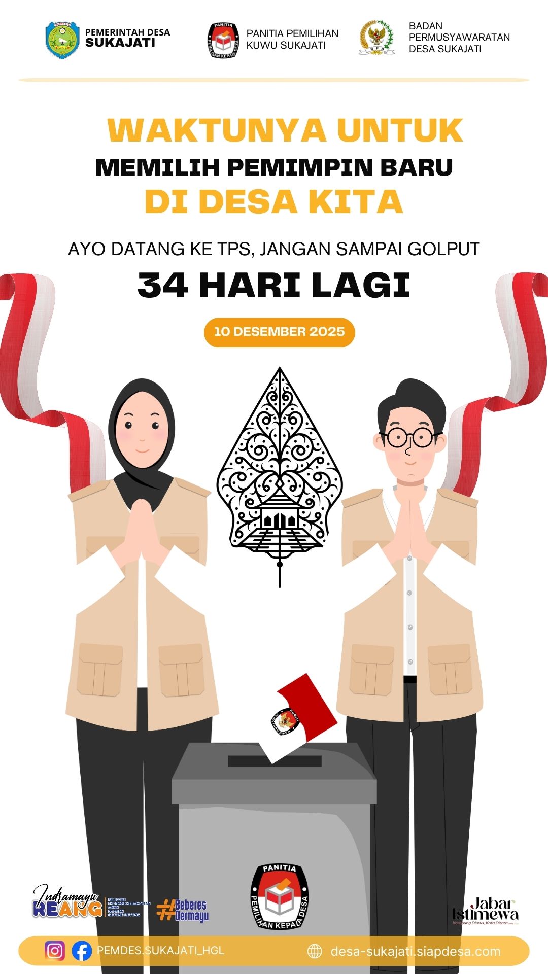 Hitung Mundur 34 Hari Menuju Pemilihan Kuwu Sukajati: Ayo Datang ke TPS, Jangan Golput!